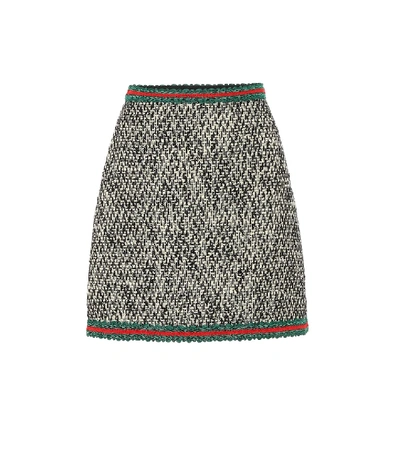 Shop Gucci A-line Tweed Skirt In Grey