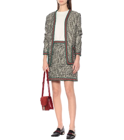 Shop Gucci A-line Tweed Skirt In Grey