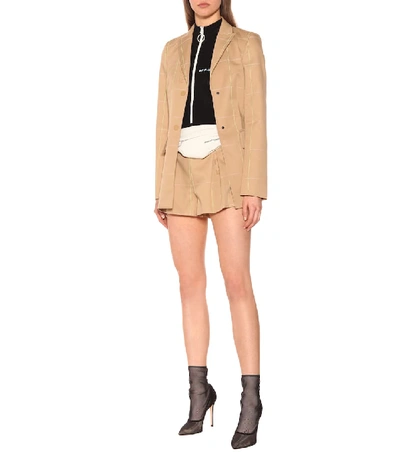 Shop Off-white Checked Cotton-blend Blazer In Beige