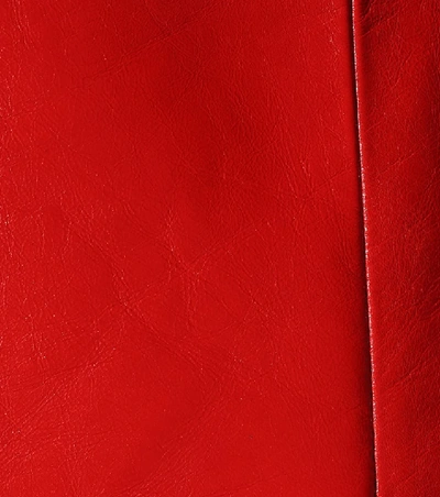 Shop Balenciaga Leather Skirt In Red