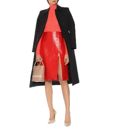 Shop Balenciaga Leather Skirt In Red