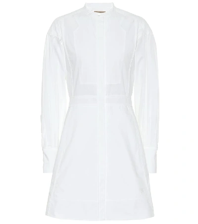 Shop Burberry Cotton Shirt Dress In White