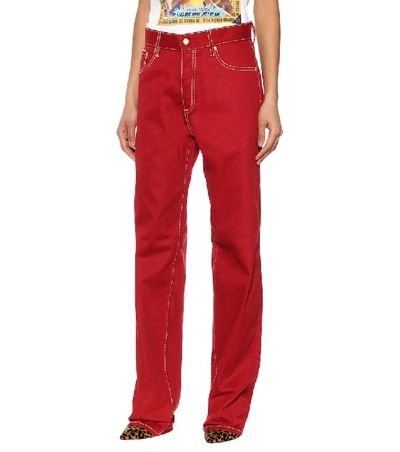 Shop Eytys Benz Twill High-rise Wide-leg Jeans In Red