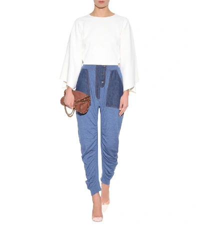 Shop Stella Mccartney High-rise Cotton Trousers In Blue