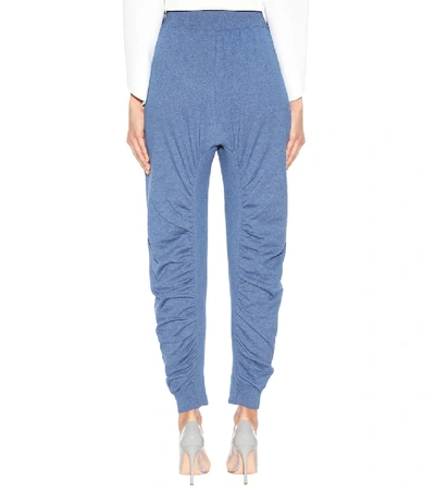 Shop Stella Mccartney High-rise Cotton Trousers In Blue