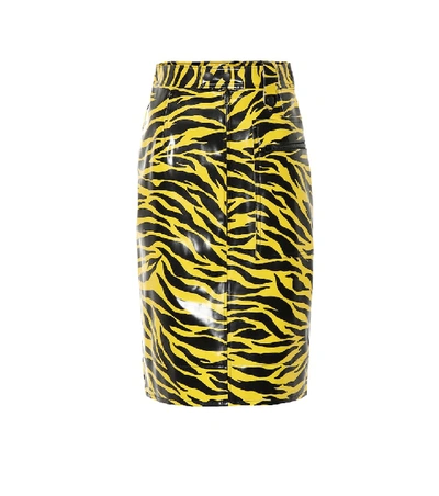 Shop Kwaidan Editions Tiger-print Vinyl Skirt In Yellow