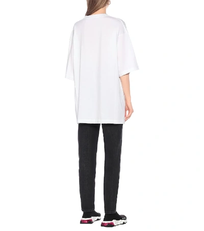 Shop Balenciaga Logo Cotton T-shirt In White