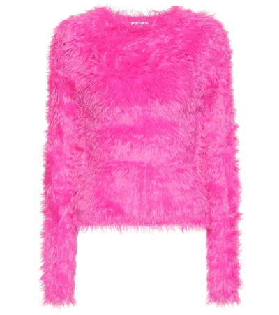 Shop Balenciaga Faux Fur Sweater In Pink