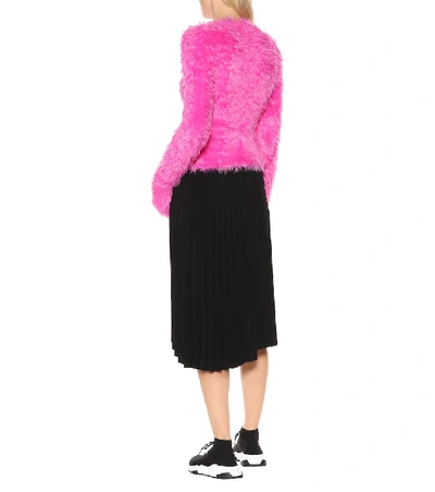 Shop Balenciaga Faux Fur Sweater In Pink