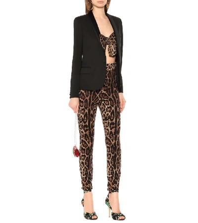 Shop Dolce & Gabbana Leopard-print Cotton Bustier In Brown