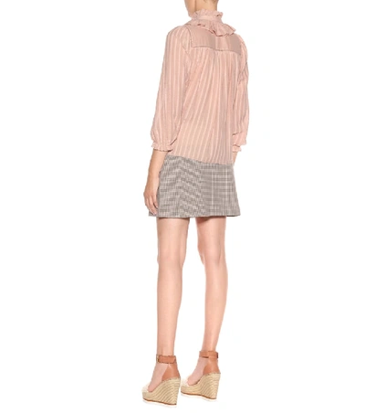 Shop See By Chloé Ruffled Cotton-blend Blouse In Pink