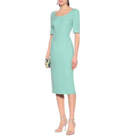 Shop Dolce & Gabbana Cady Midi Dress In Green