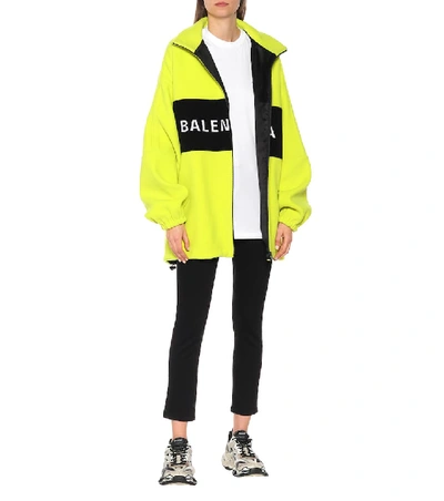 Shop Balenciaga Logo Wool-blend Jacket In Yellow