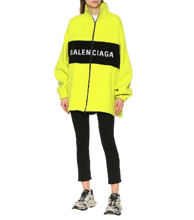 Shop Balenciaga Logo Wool-blend Jacket In Yellow