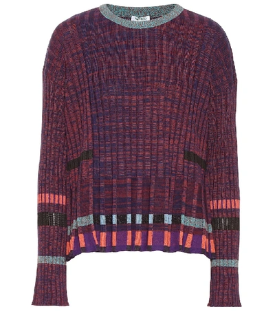 Shop Kenzo Ribbed-knit Cotton-blend Sweater In Purple