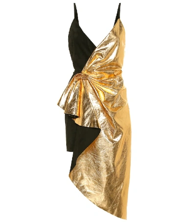 Shop Gucci Metallic Leather Minidress In Gold