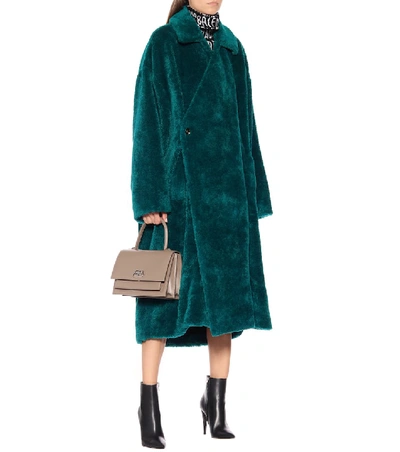 Shop Balenciaga Faux Fur Coat In Green