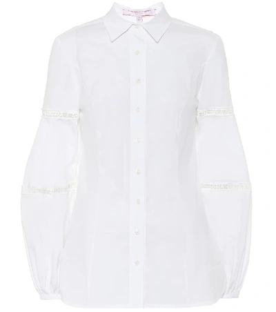 Shop Carolina Herrera Stretch-cotton Shirt In White