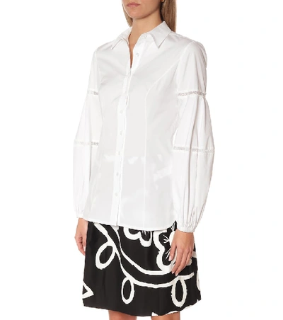 Shop Carolina Herrera Stretch-cotton Shirt In White