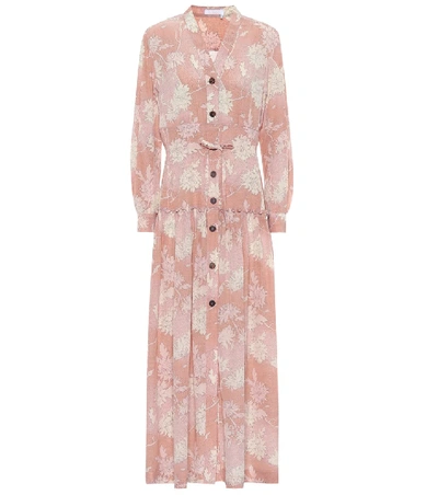 Shop Chloé Floral Silk Maxi Dress In Pink