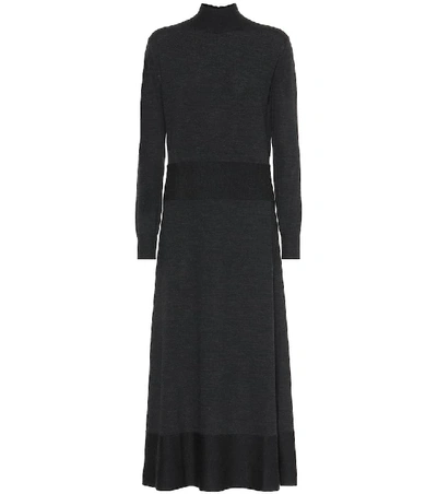 Shop Agnona Wool Midi Dress In Black