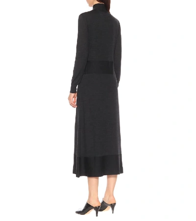 Shop Agnona Wool Midi Dress In Black