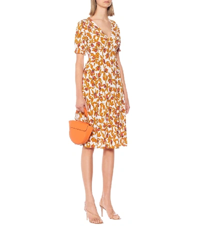 Shop Diane Von Furstenberg Idris Floral Crêpe Midi Dress In Orange