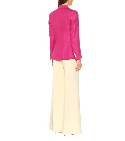 Shop Max Mara Egadi Linen Blazer In Pink