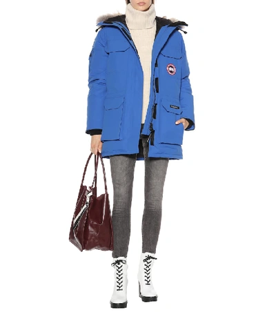 Shop Canada Goose Pbi Expedition Fur-trimmed Parka In Blue