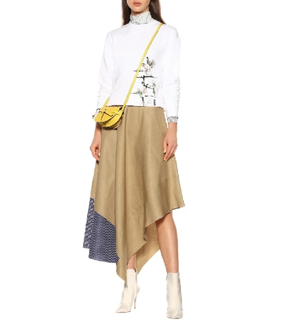 Shop Loewe Asymmetric Linen And Cotton Skirt In Beige