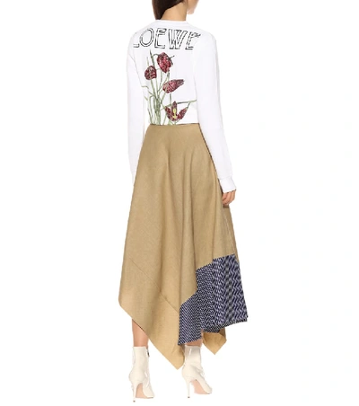 Shop Loewe Asymmetric Linen And Cotton Skirt In Beige