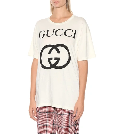 Shop Gucci Logo-printed Cotton T-shirt In White