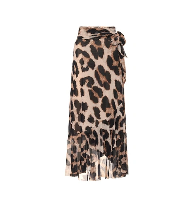 Shop Ganni Leopard-print Maxi Skirt In Black