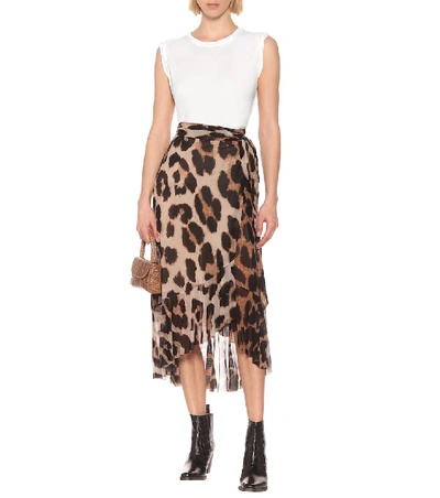 Shop Ganni Leopard-print Maxi Skirt In Black