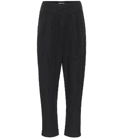 Shop Isabel Marant Étoile Mariz High-rise Cropped Cotton Pants In Black