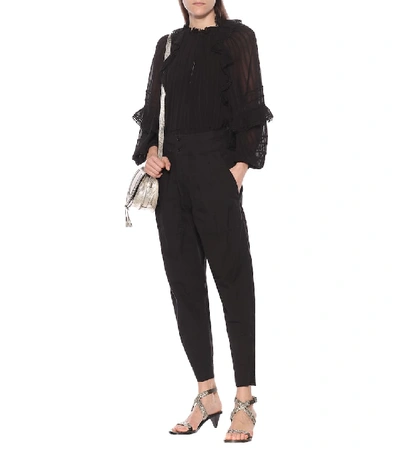 Shop Isabel Marant Étoile Mariz High-rise Cropped Cotton Pants In Black