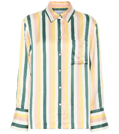 Shop Asceno Silk Pajama Top In Multicoloured