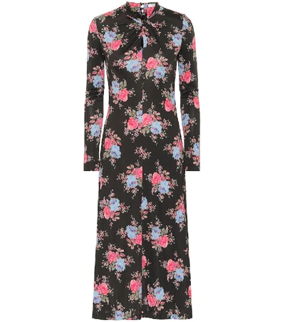 Shop Erdem Nolene Floral Midi Dress In Black