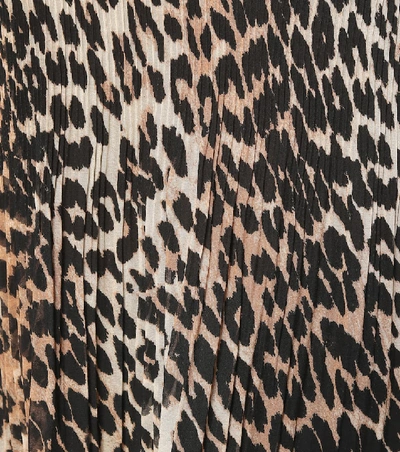 Shop Ganni Leopard-print Georgette Blouse In Brown