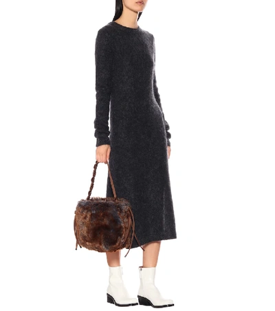 Shop Acne Studios Wool And Mohair-blend Dress In Grey