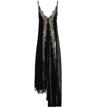 Shop Stella Mccartney Lace And Velvet Dress In Black