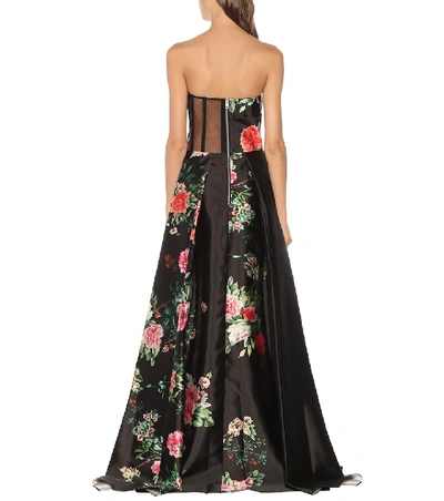 Shop Alex Perry Archer Floral Satin Dress In Black