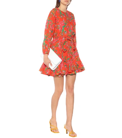 Shop Rhode Ella Floral Cotton Minidress In Red