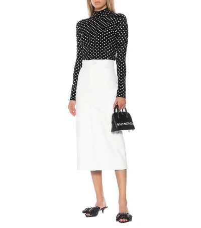 Shop Balenciaga Leather Midi Skirt In White