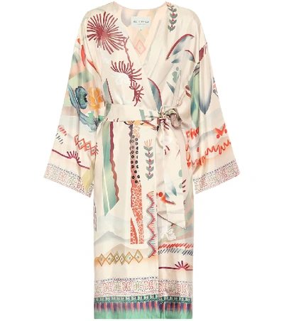 Shop Etro Printed Silk-twill Coat In Neutrals