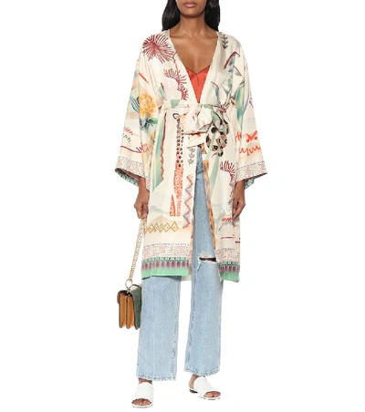 Shop Etro Printed Silk-twill Coat In Neutrals