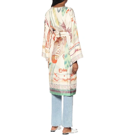 Shop Etro Printed Silk-twill Coat In Neutrals