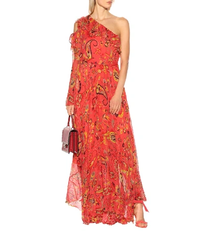 Shop Etro Paisley Silk Chiffon Gown In Red