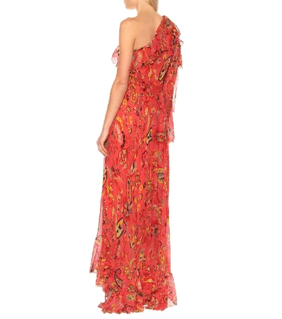 Shop Etro Paisley Silk Chiffon Gown In Red