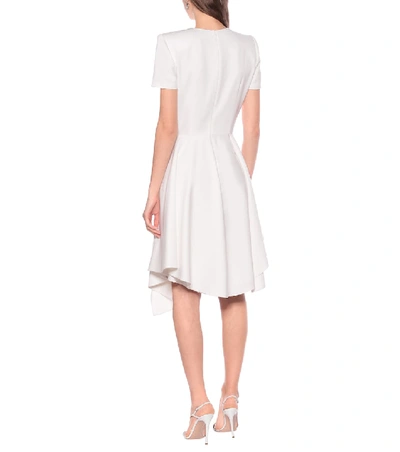 Shop Alexander Mcqueen Asymmetric Wool-crêpe Dress In White